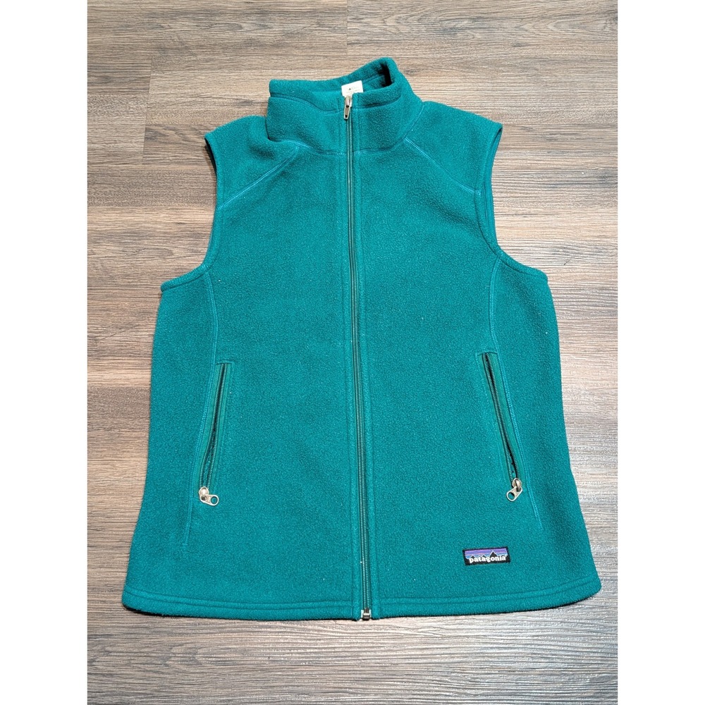 Patagonia Synchilla Fleece Vest Womens Medium Teal Green Full Zip Outdoor Layer